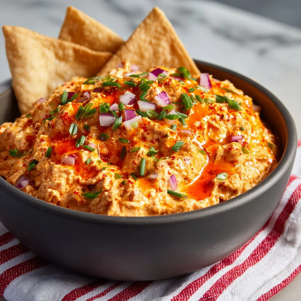 High-protein buffalo chicken salad with fresh ingredients
