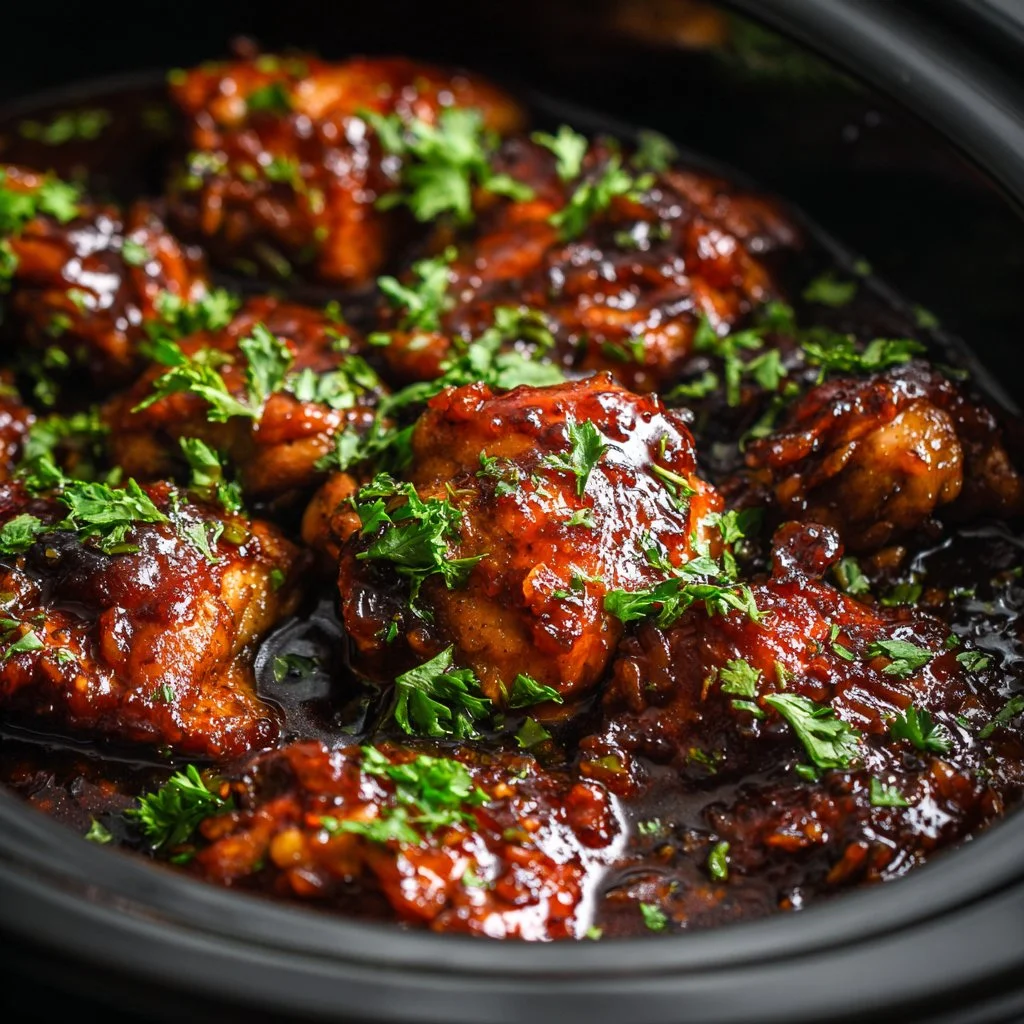 Delicious honey garlic chicken cooked to perfection in a slow cooker
