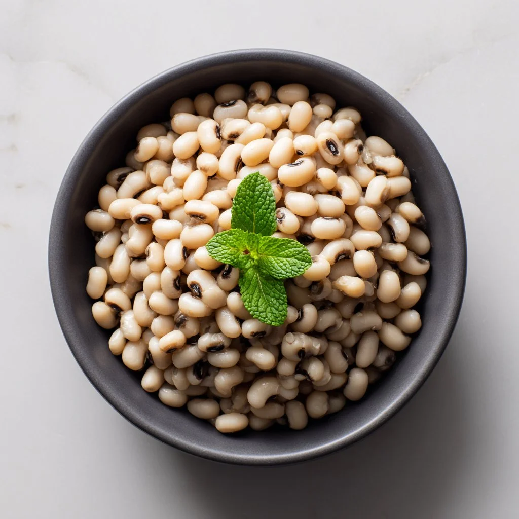 Bowl of Instant Pot black-eyed peas served for a cozy New Year celebration