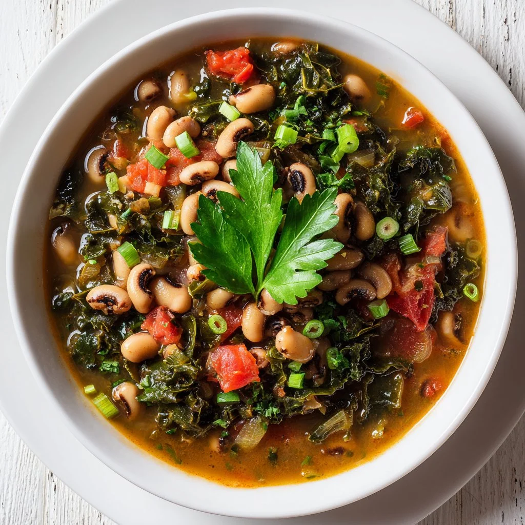 Instant Pot Black Eyed Peas recipe in a bowl with herbs