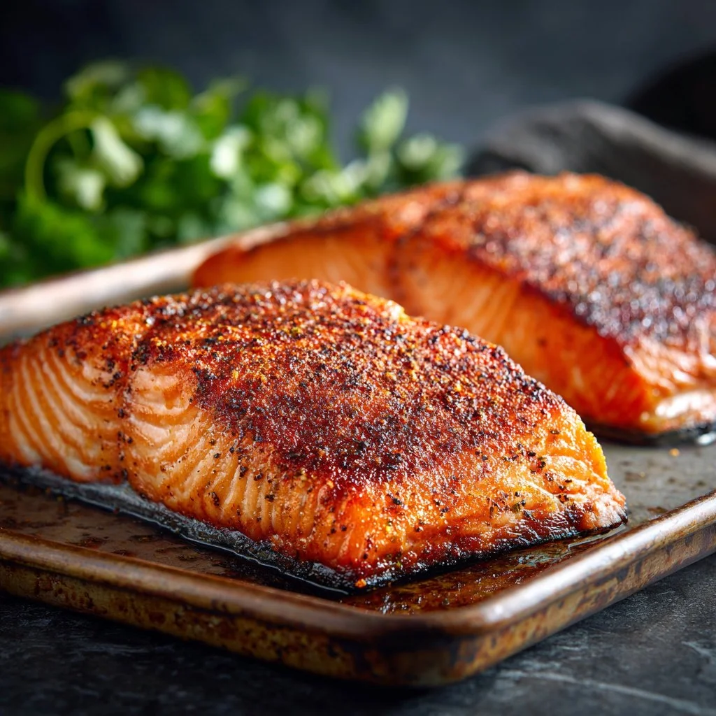 Juicy Traeger-style smoked salmon garnished and ready to serve