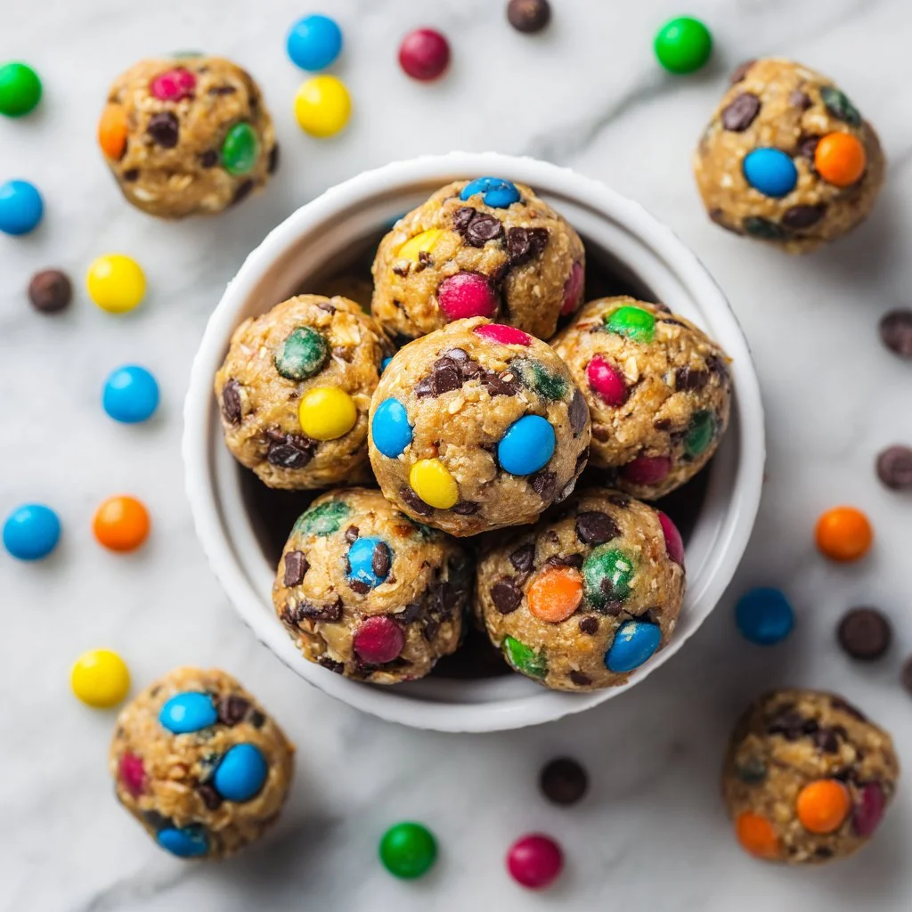 Delicious monster cookie protein balls that kids love for a healthy snack.