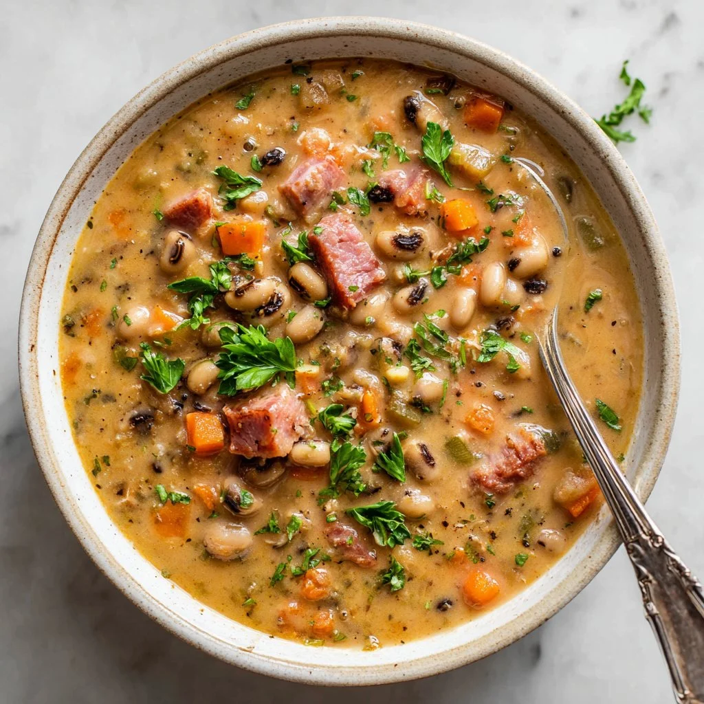 Bowl of New Year's Instant Pot black-eyed peas ready to serve