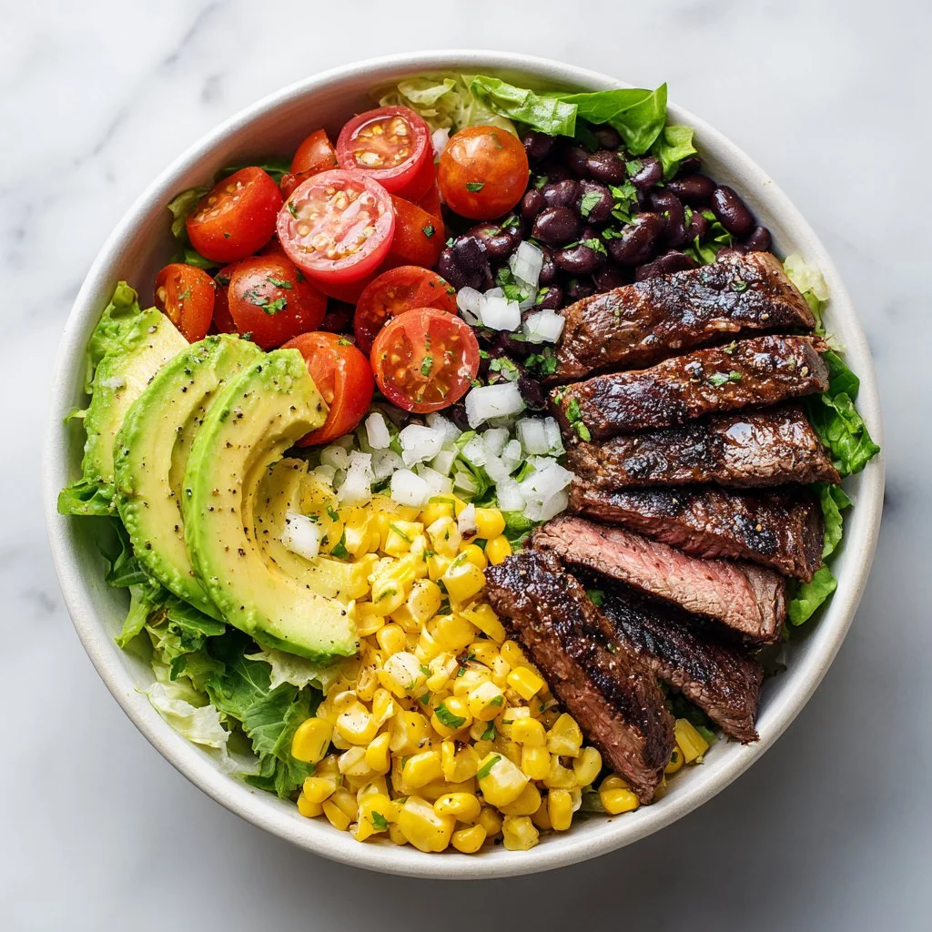 Vibrant Southwest Protein Salad Bowl with colorful ingredients and nutritious toppings.