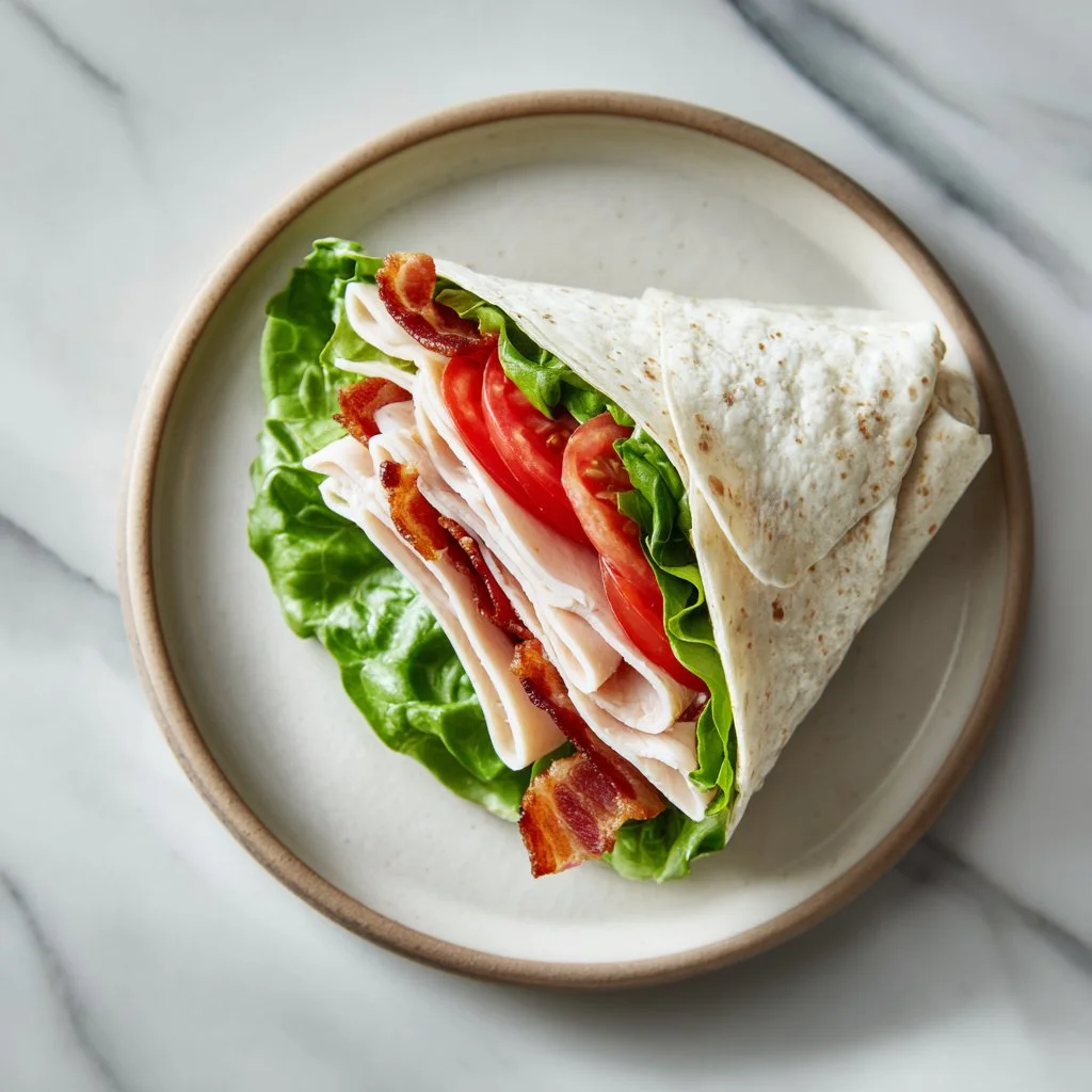 Healthy turkey wrap recipe with high protein ingredients for a quick meal