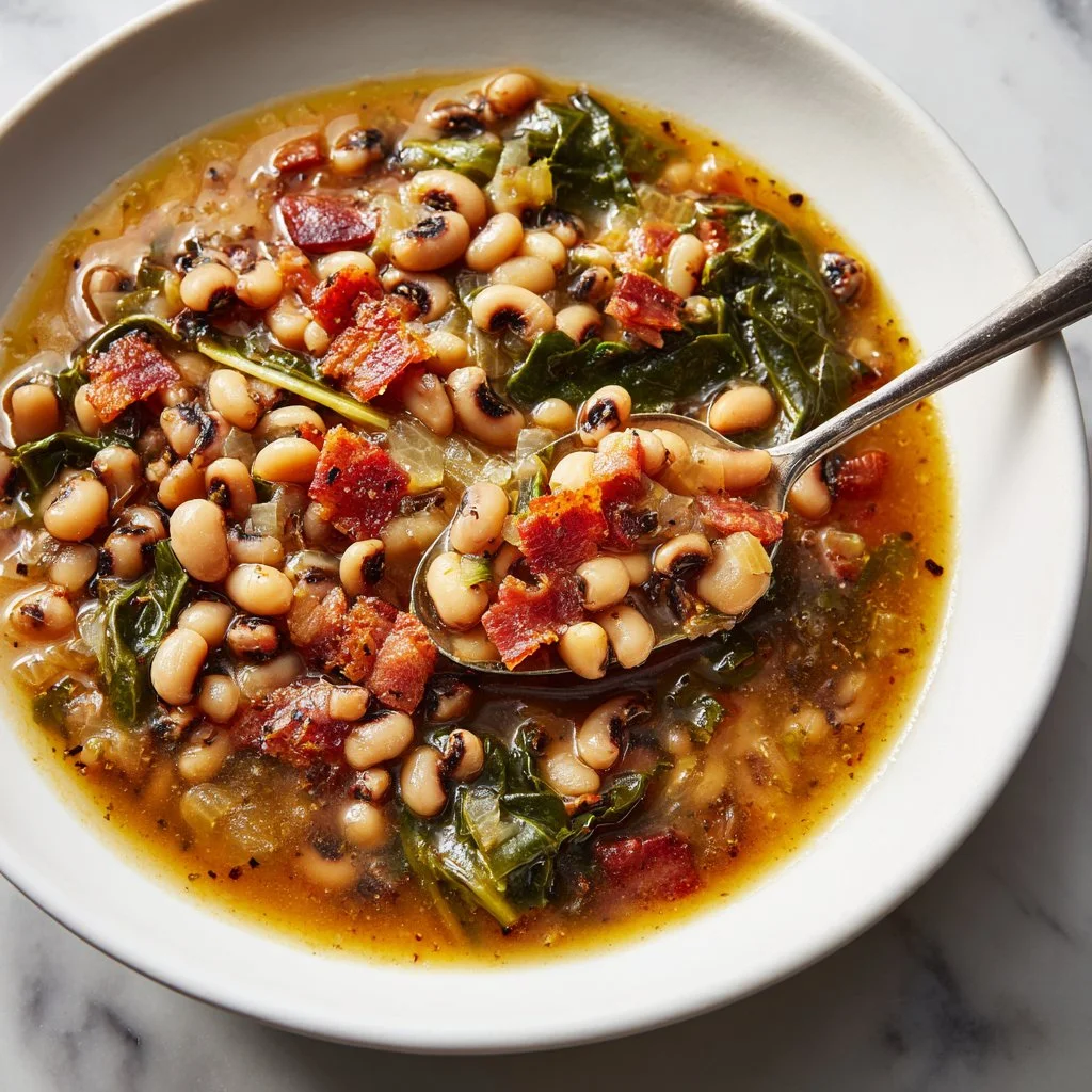 Simple recipe for cooking frozen black-eyed peas on a plate