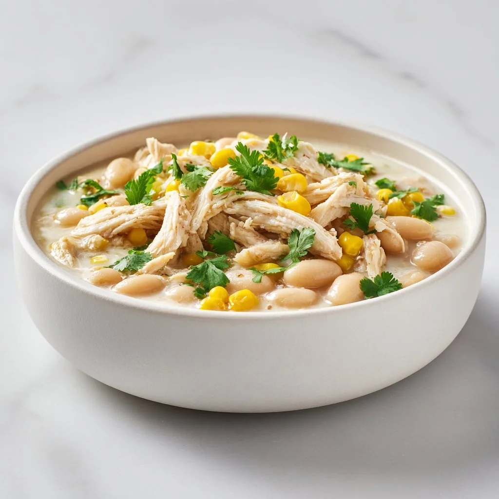 Delicious slow cooker chicken chili with colorful veggies in a bowl