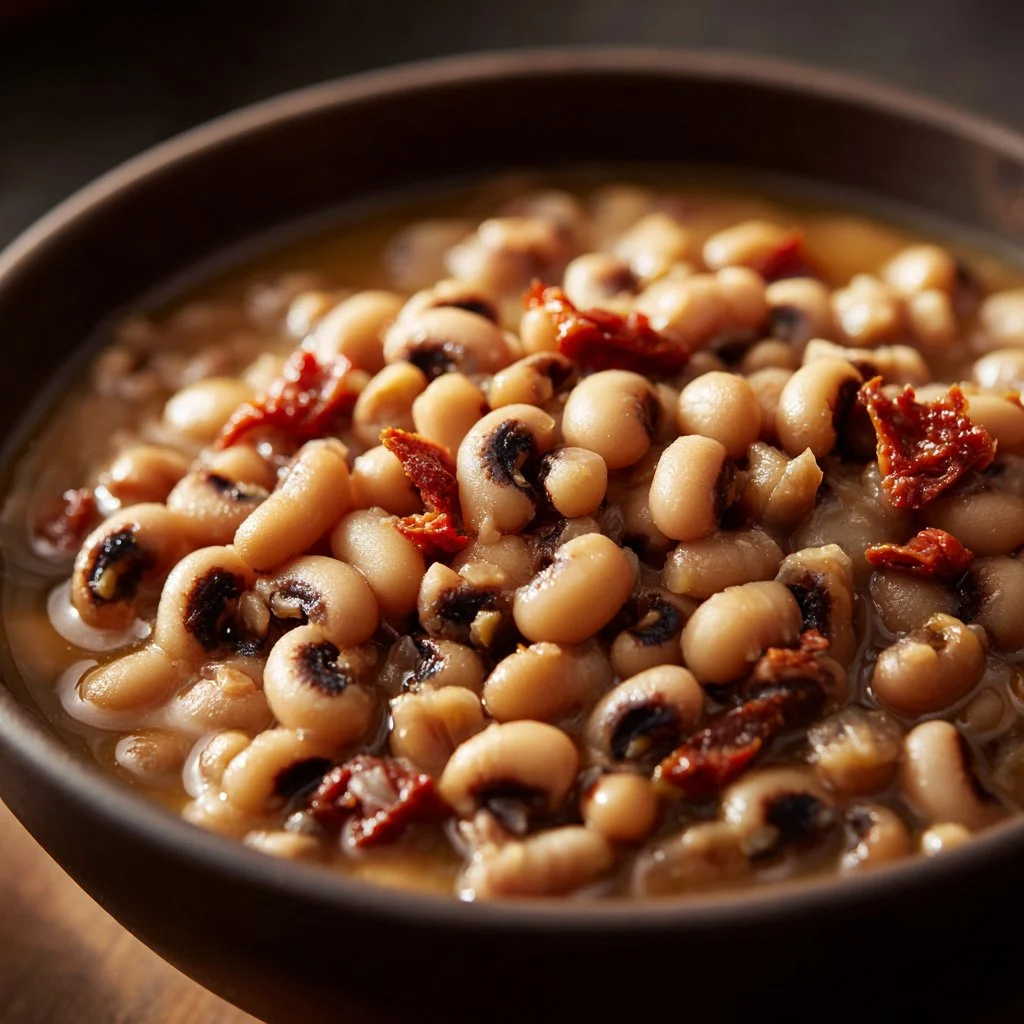Bowl of Southern black-eyed peas served as a classic comfort dish