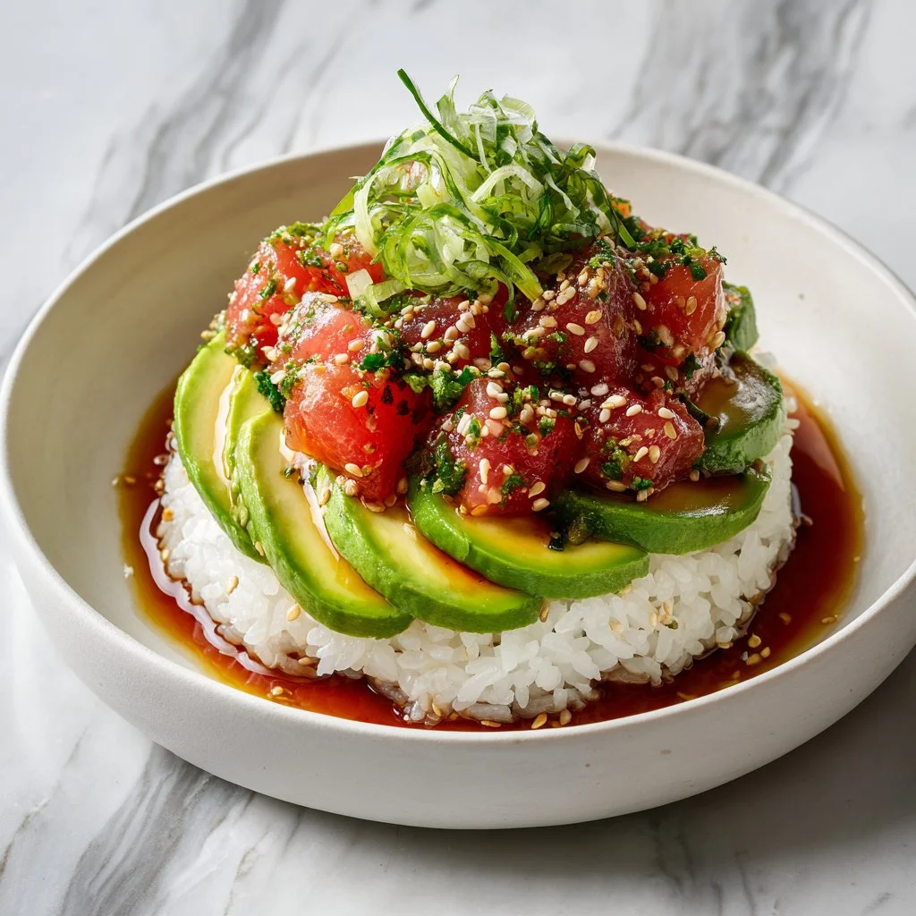 Delicious Spicy Tuna Sushi Bowl with fresh ingredients and vibrant colors