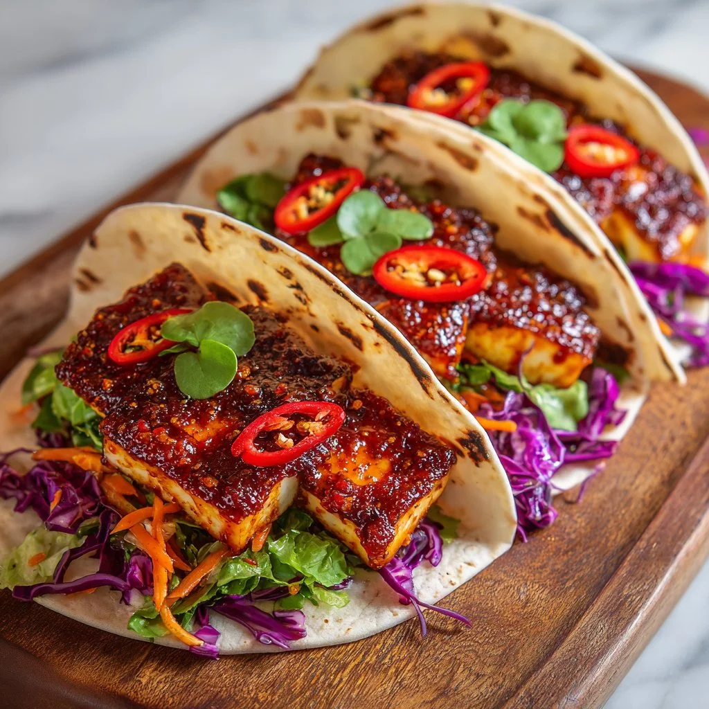 Delicious Sweet Chili Halloumi wraps ready to enjoy for lunch.