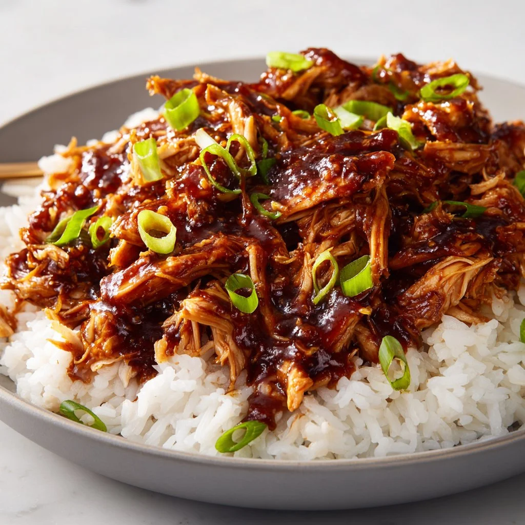 Delicious sweet and savory Crockpot Bourbon Chicken cooked to perfection.