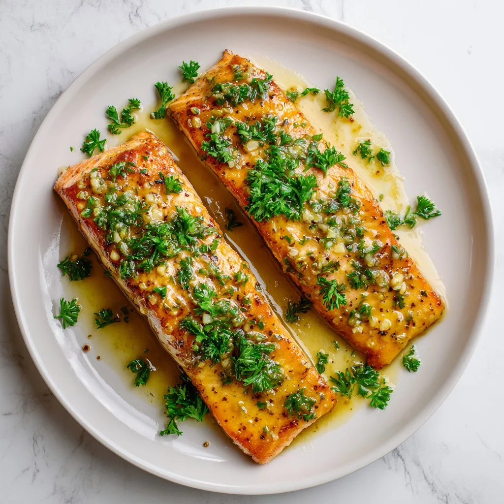 Delicious Sweet & Tangy Honey Mustard Baked Salmon on a plate.