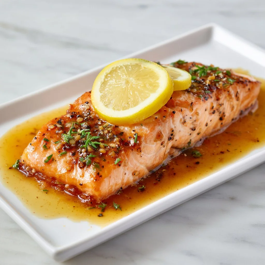 Texas Roadhouse-style baked salmon served with veggies