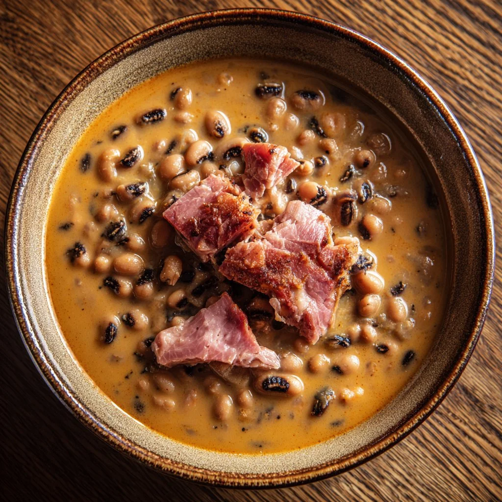 Creamy Southern Black Eyed Peas dish served in a bowl