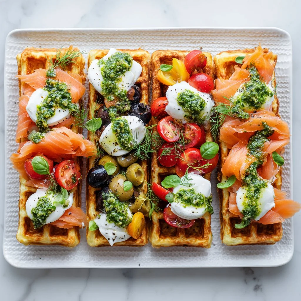 Plate of delicious waffle finger food served for a party.