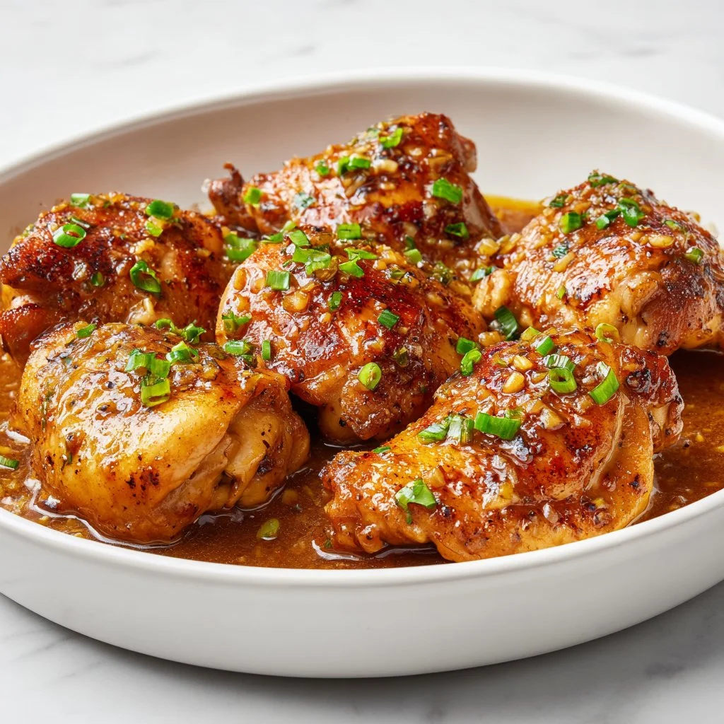 Delicious honey garlic chicken served with vegetables on a plate