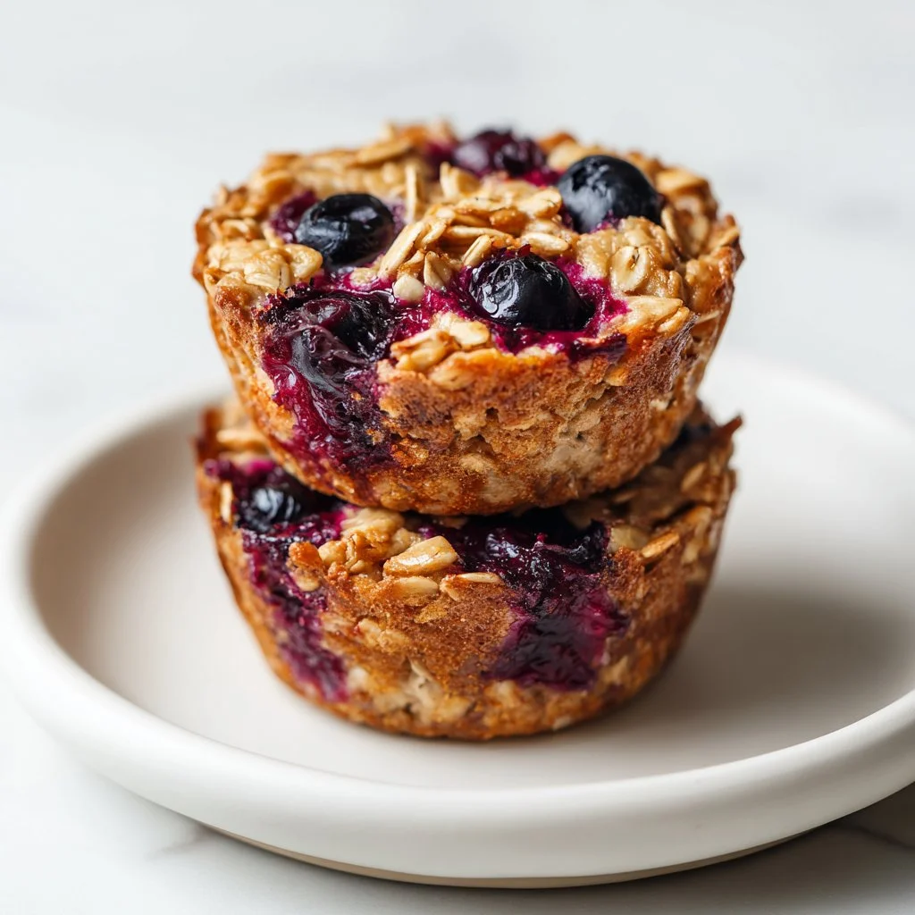 Blueberry Banana Baked Oatmeal Muffin Cups fresh out of the oven