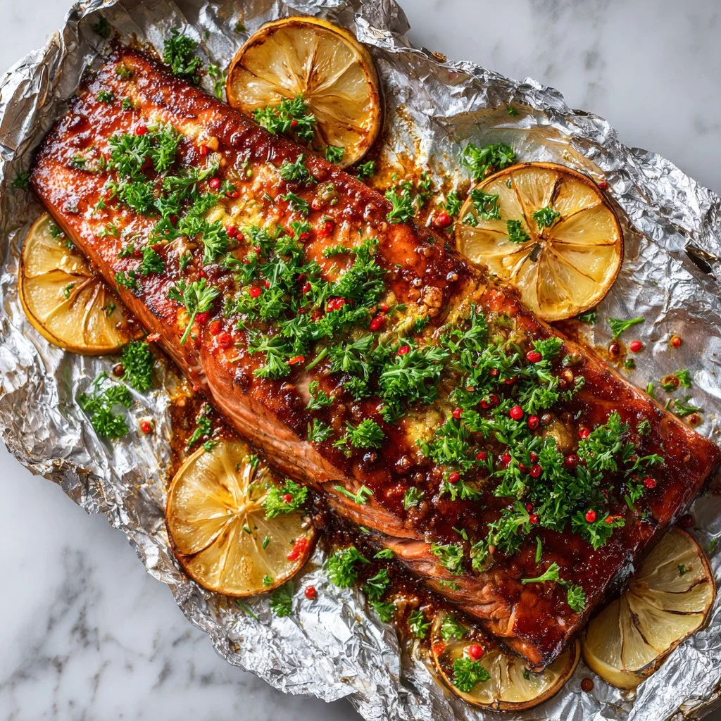 Delicious Brown Sugar Lemon Garlic Smoked Salmon served on a plate