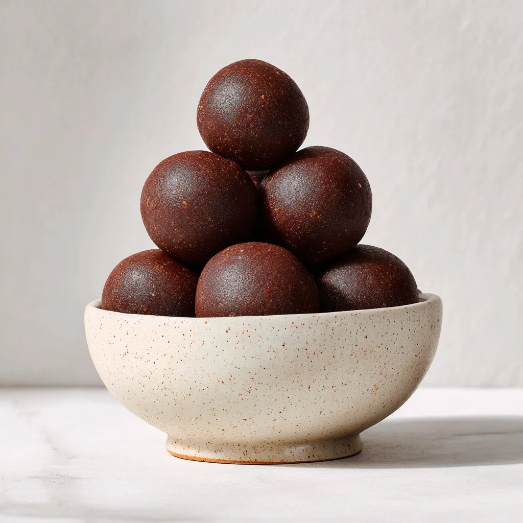 Delicious brownie batter protein balls, perfect for a healthy and chocolatey treat.
