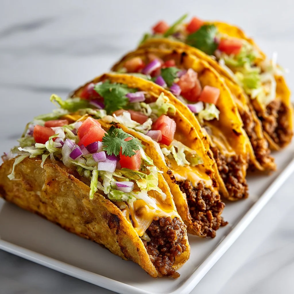 Crispy oven-baked cheesy loaded tacos topped with fresh ingredients