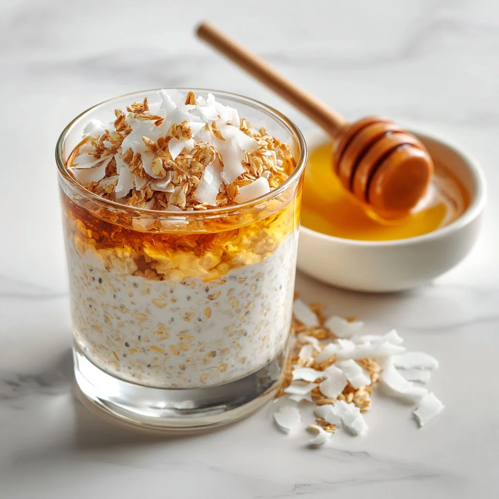 Delicious Coconut Cream Pie Overnight Oats served in a colorful bowl.
