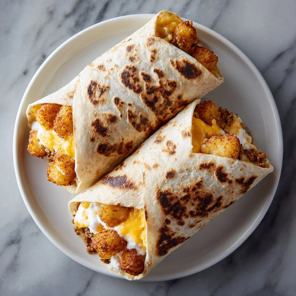 Delicious Easy Cheesy Potato Burritos served on a plate