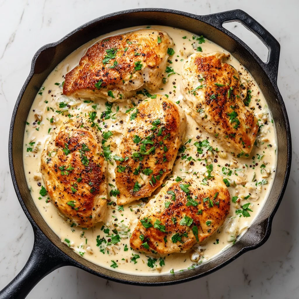 Delicious easy cream cheese chicken dish served with herbs and spices