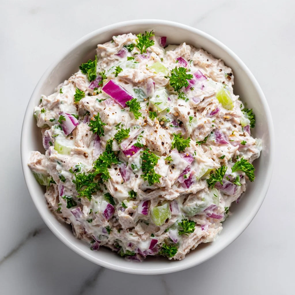 Easy healthy tuna salad recipe for meal prep with fresh ingredients