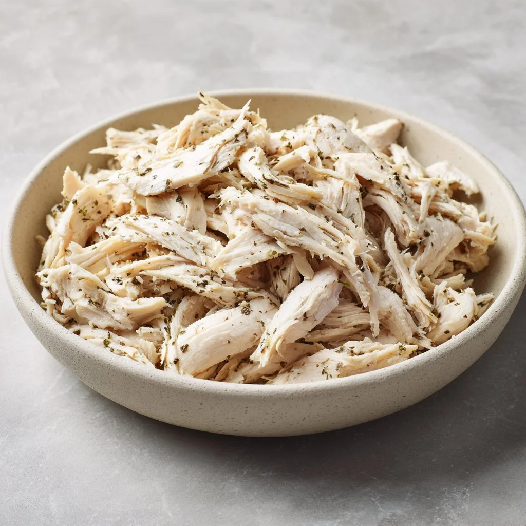 Easy shredded chicken meal prep recipe for healthy meals.