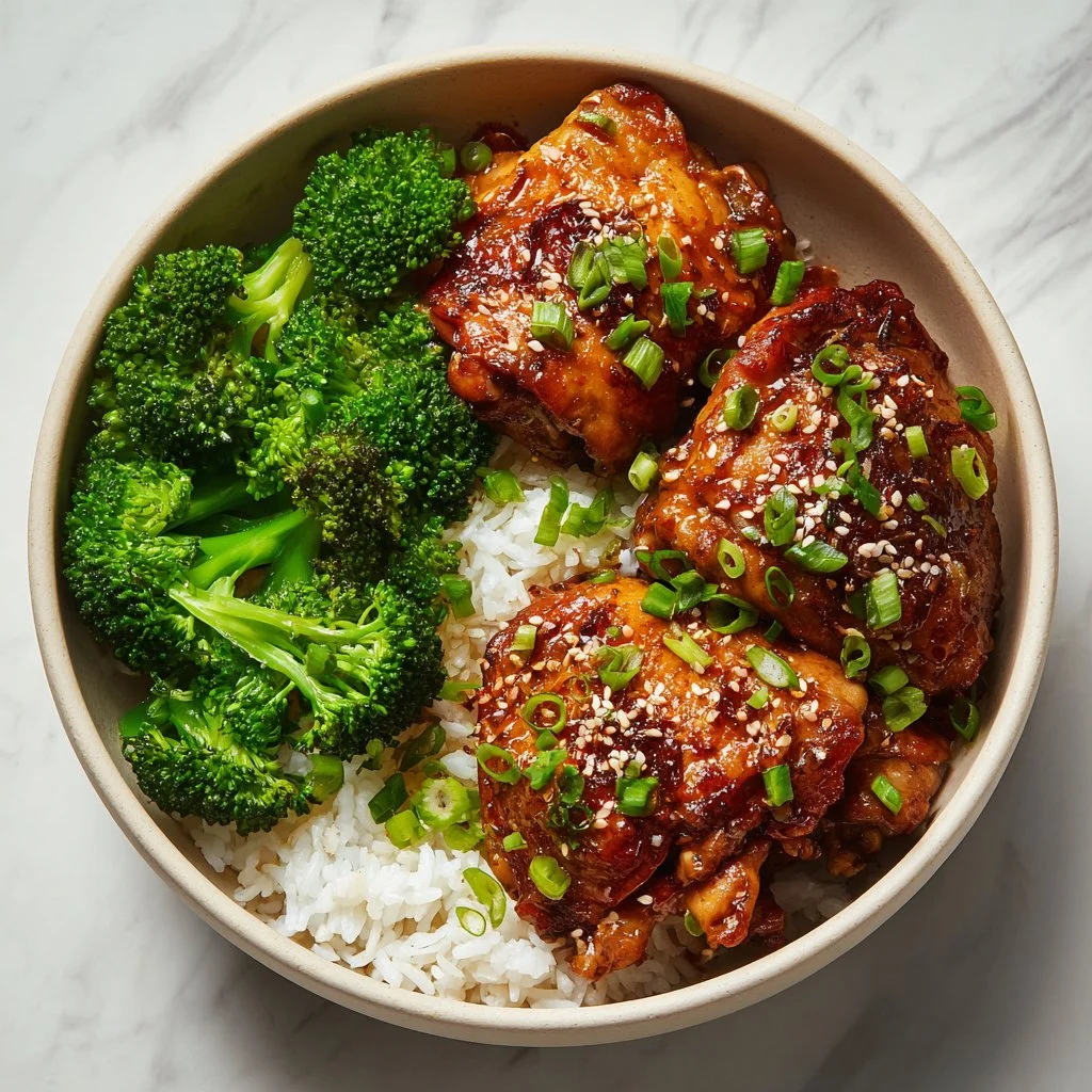 Easy soy garlic chicken thighs recipe with savory sauce