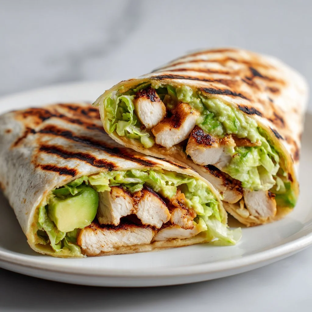 Delicious fresh chicken avocado wraps ready for lunch