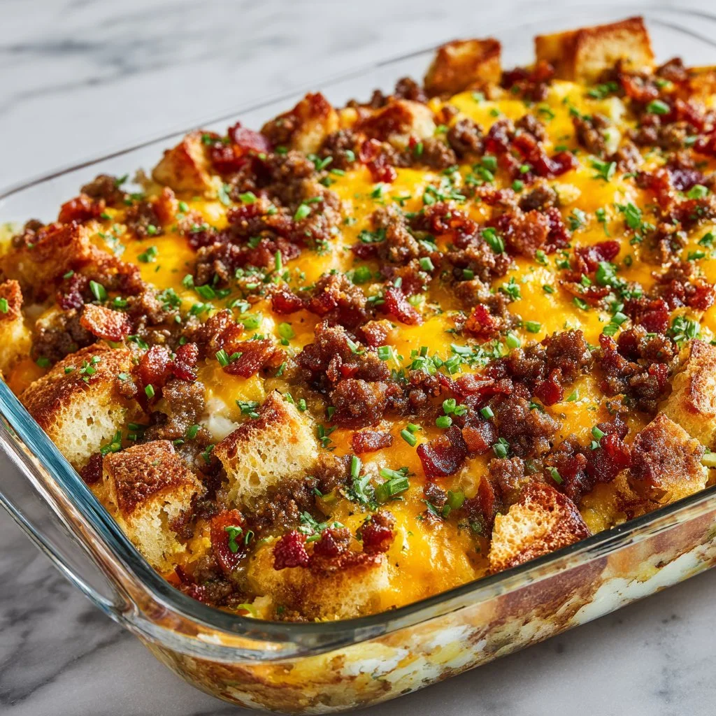Incredible Crack Breakfast Casserole served in a baking dish