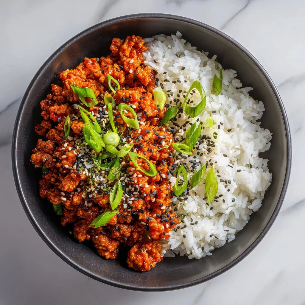 Plate of low carb firecracker ground chicken with vegetables
