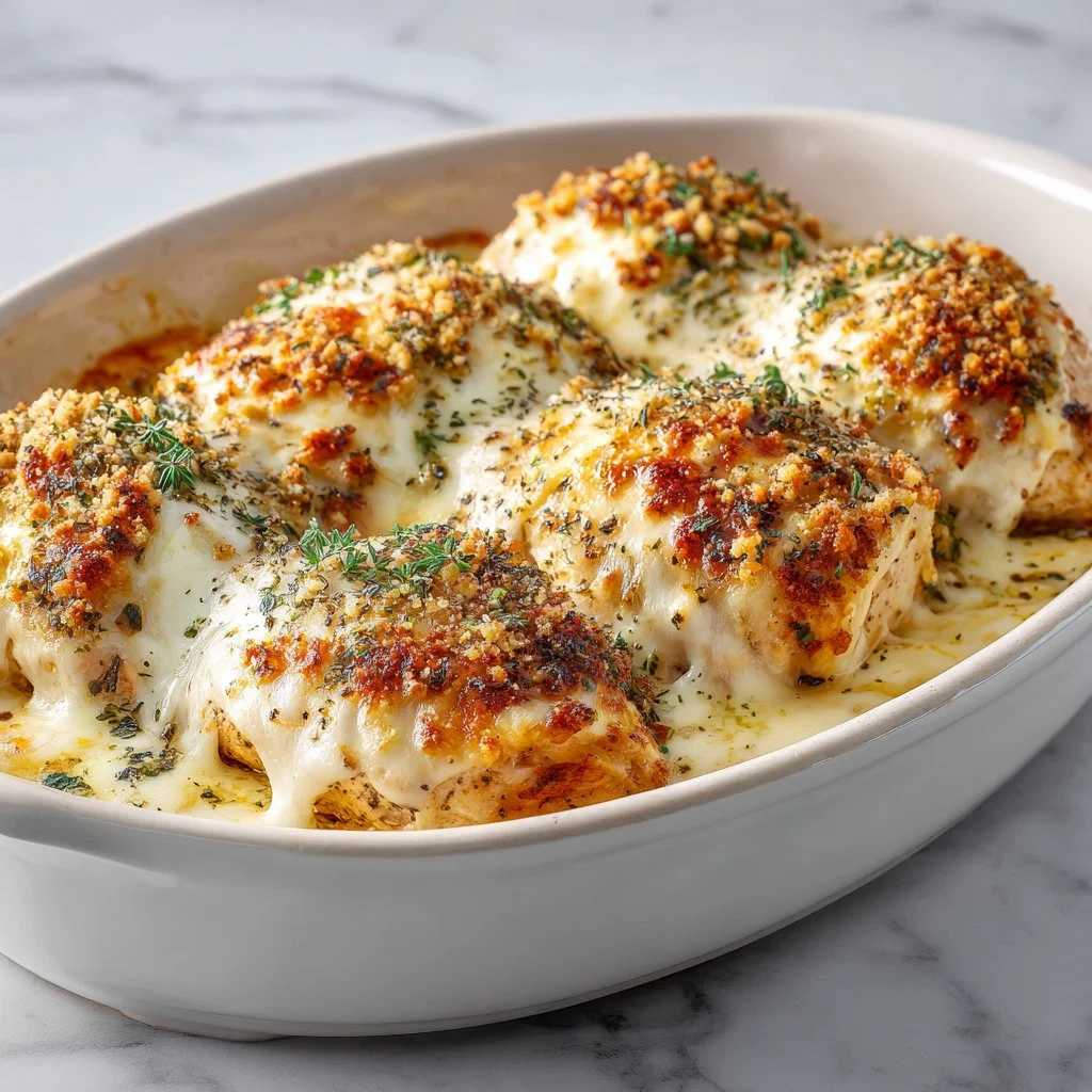 Delicious Million Dollar Chicken Bake with chicken, cheese, and creamy sauce