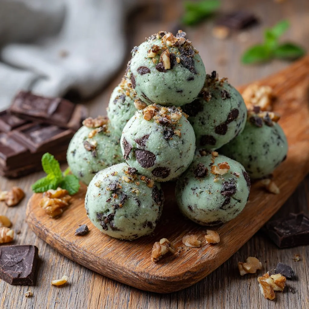 Mint Chocolate Chip Protein Balls for a healthy snack option