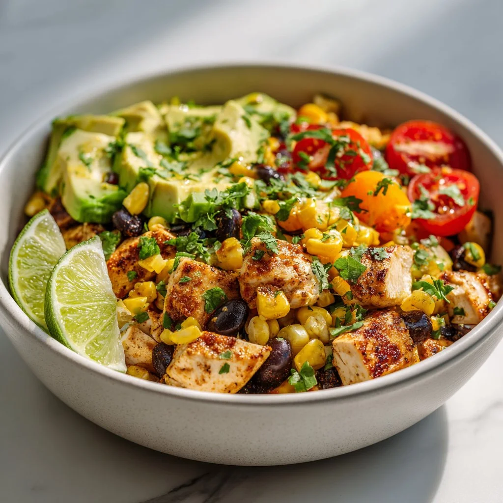 Delicious Street Corn Chicken Bowl with vibrant toppings and flavors