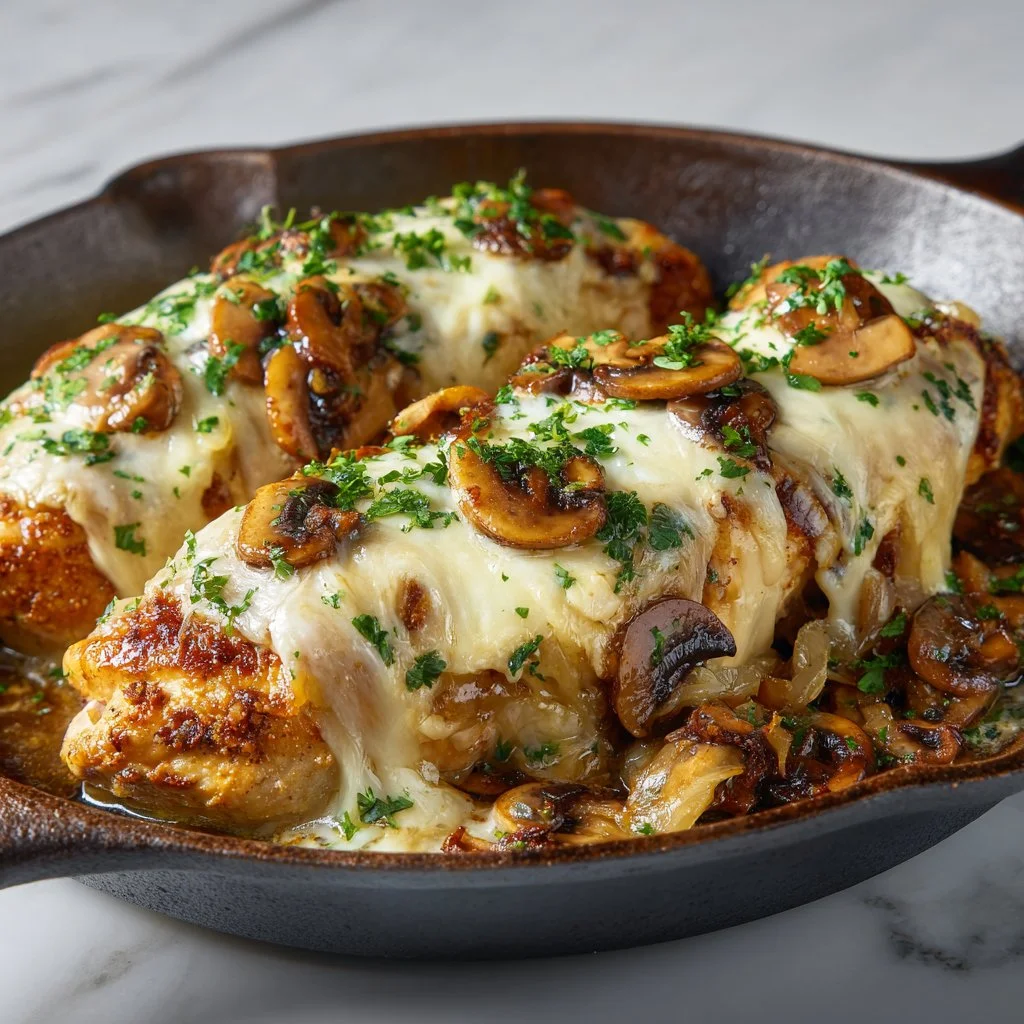 Texas Roadhouse smothered chicken topped with jack cheese on a plate
