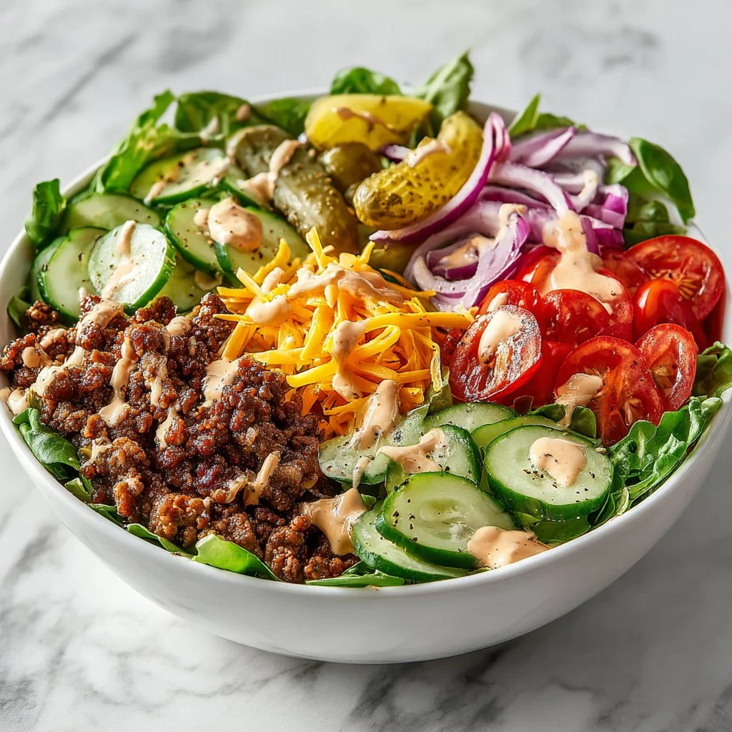 Loaded burger bowls with fresh veggies and toppings
