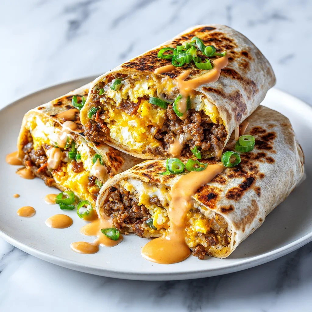 Ultimate loaded breakfast burrito filled with eggs, cheese, and fresh veggies