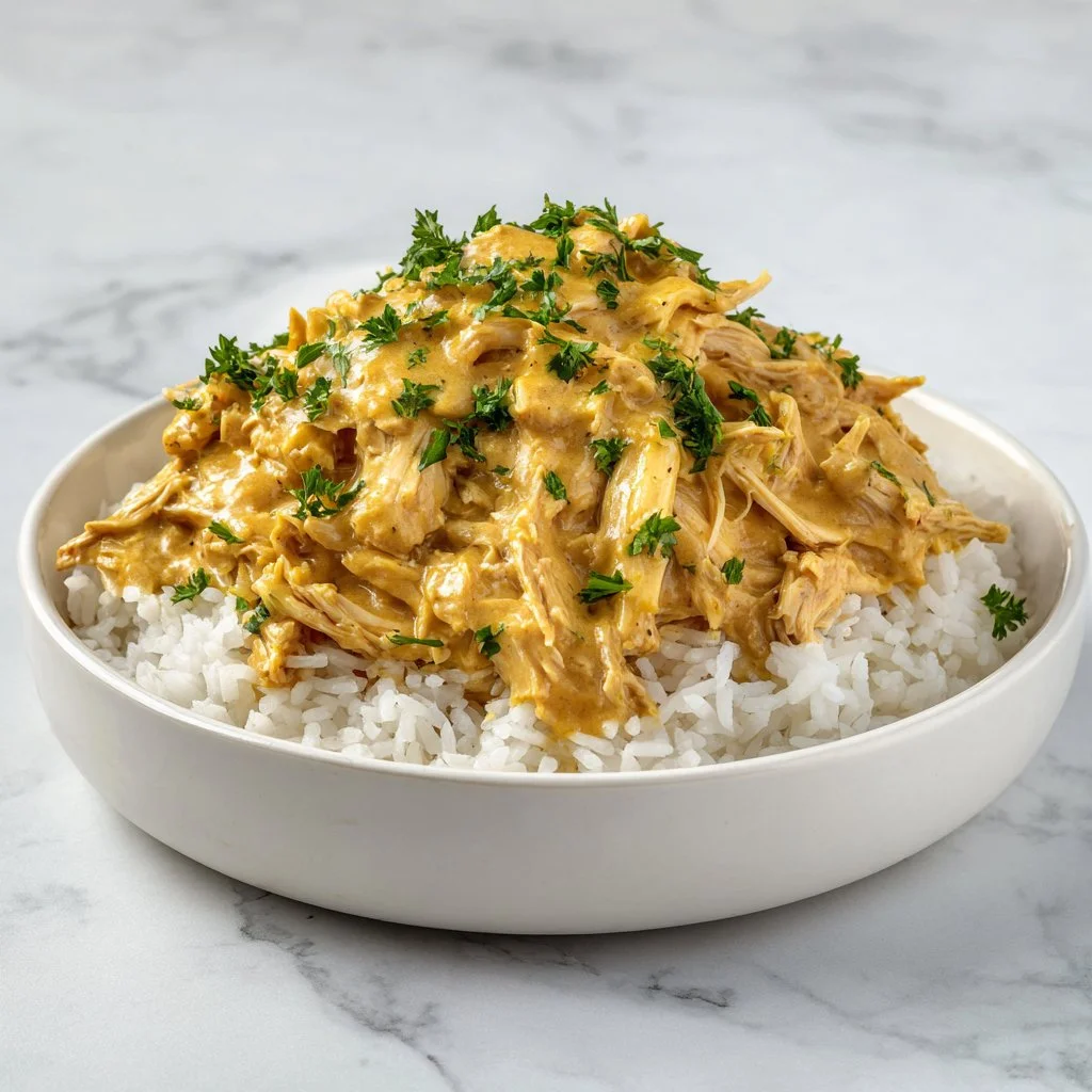 Creamy chicken gravy made with cream of chicken soup, perfect for enhancing meals.