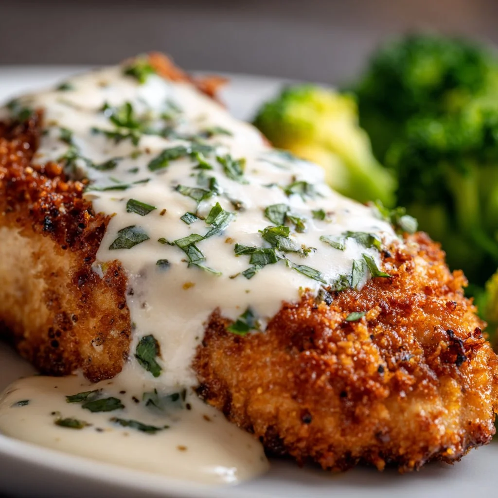 Delicious Chicken in Basil Cream Sauce served on a plate with fresh basil