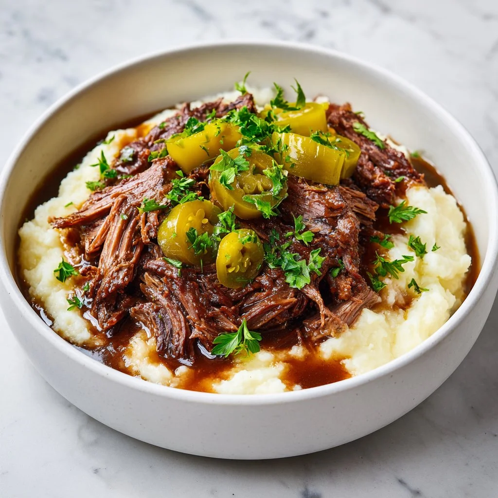 Crockpot Mississippi Pot Roast cooked until tender and flavorful