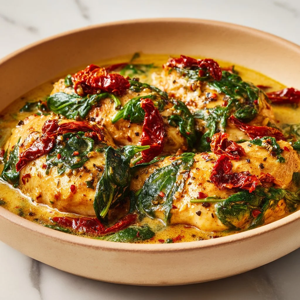 Crockpot Tuscan Chicken – flavorful slow-cooked chicken with herbs and tomatoes