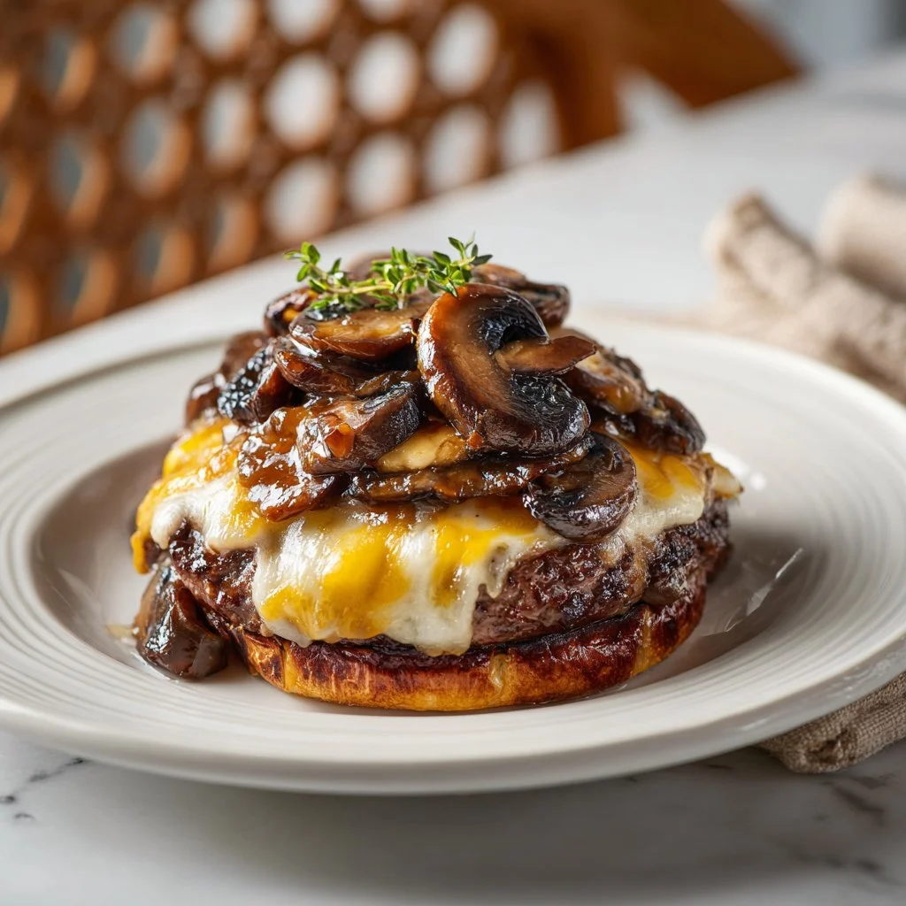 Delicious Hamburger Mushroom Bake served in a casserole dish