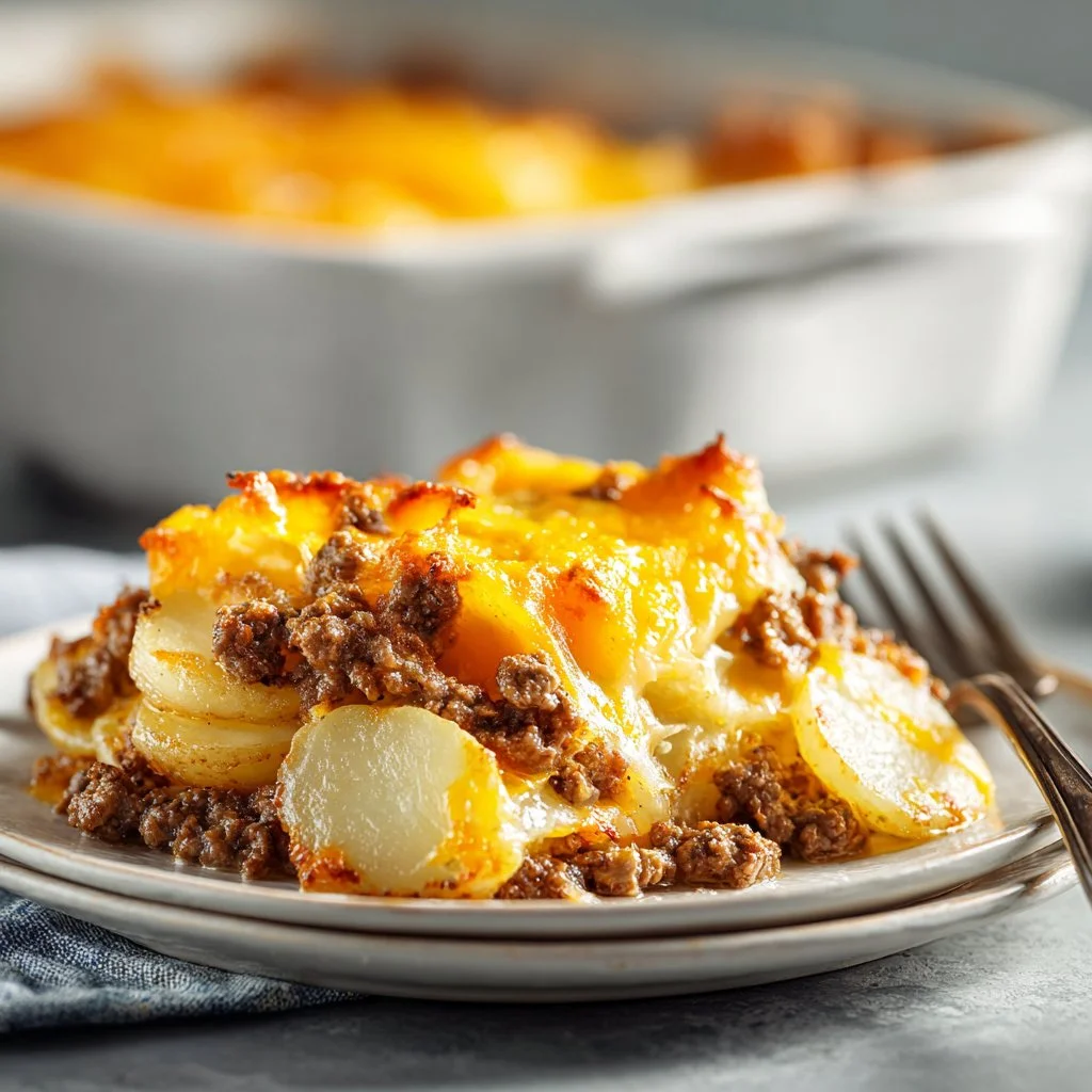 Healthy ground beef and potato dish served on a plate