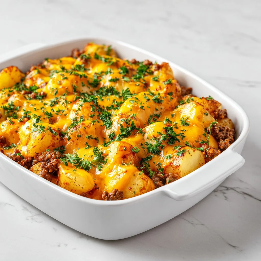 High-protein beef and potato meal prep in a container