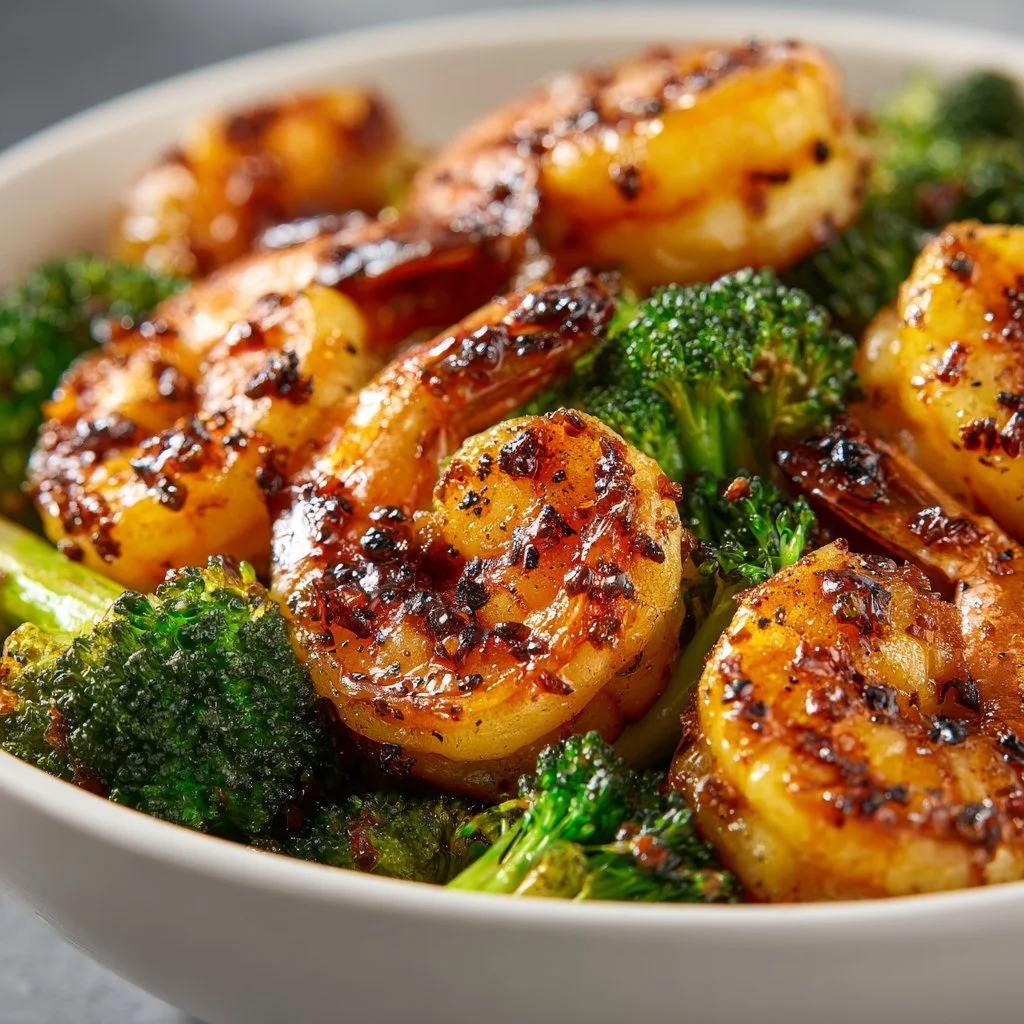 High-protein honey garlic shrimp meal prep with fresh ingredients