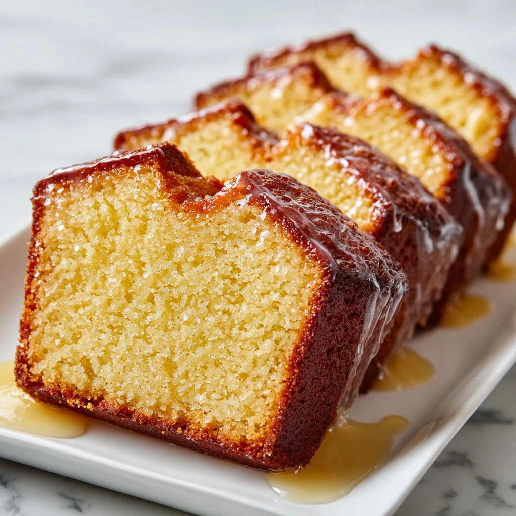 Moist vanilla pound cake with a golden crust and soft interior
