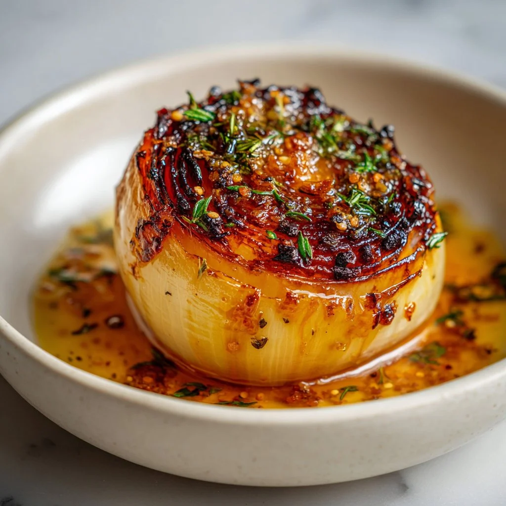 Delicious Onion Bake with Butter and Herbs fresh out of the oven.