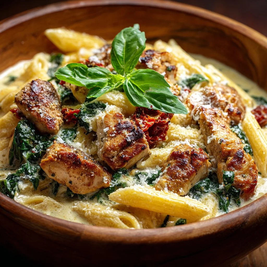 Creamy Parmesan Marry Me Chicken Pasta dish served in a bowl
